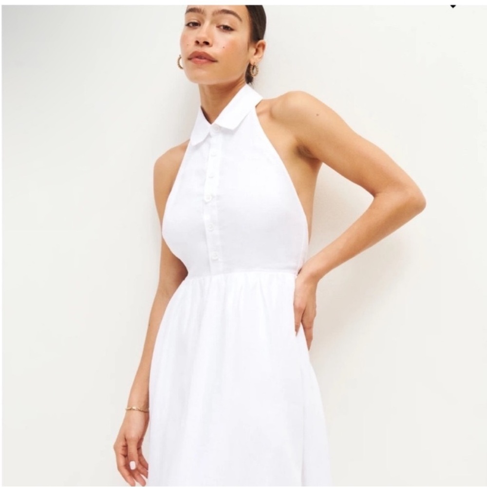 Reformation Tace Linen Midi Shirt Dress